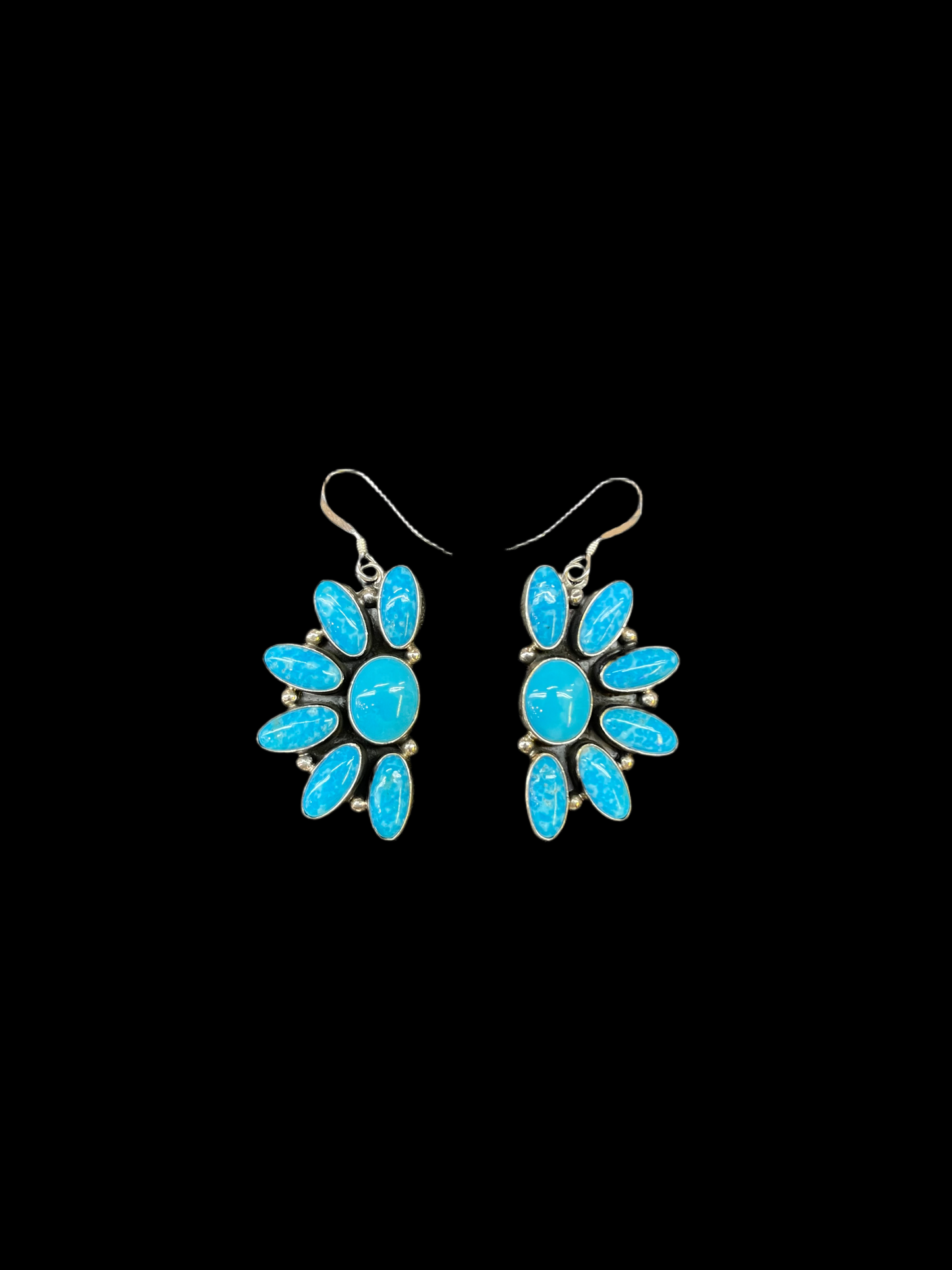 Half Cluster Kingman Turquoise Dangle Earrings