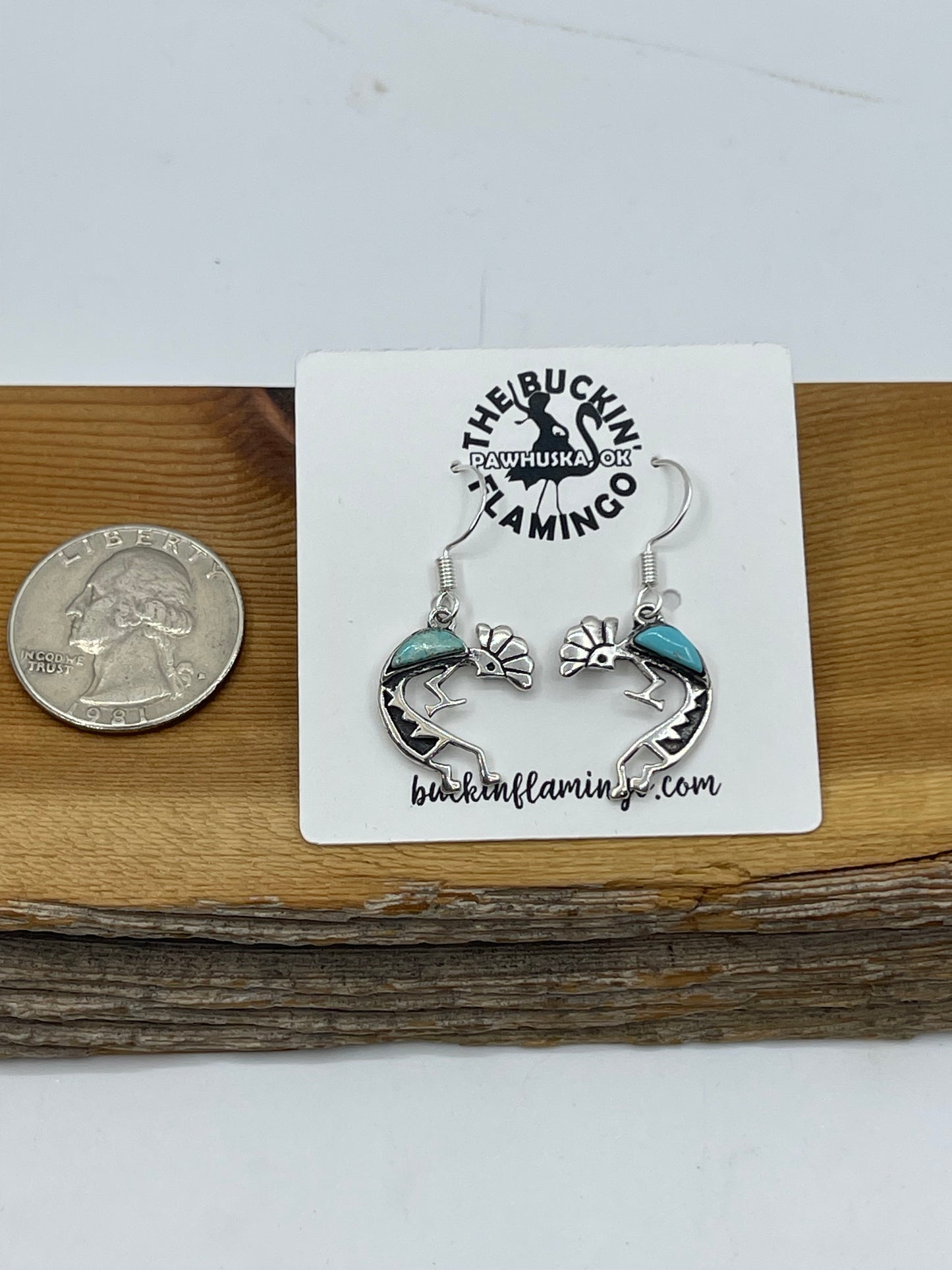 Turquoise Kokopelli Dancer Dangle Earrings