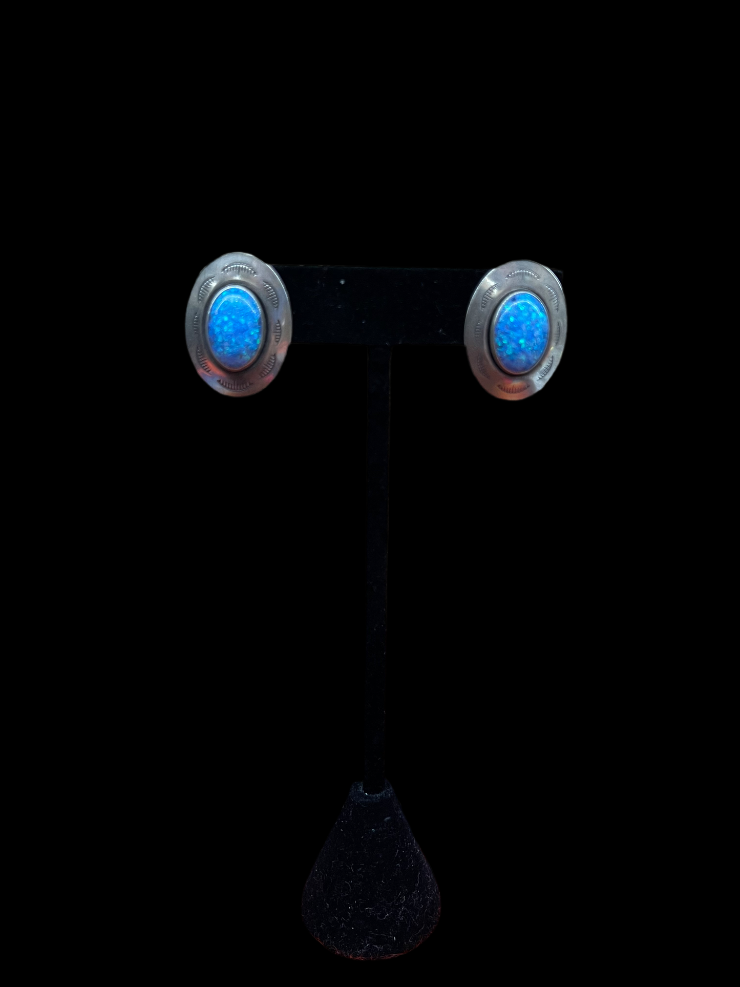 Blue Opal Post Earrings