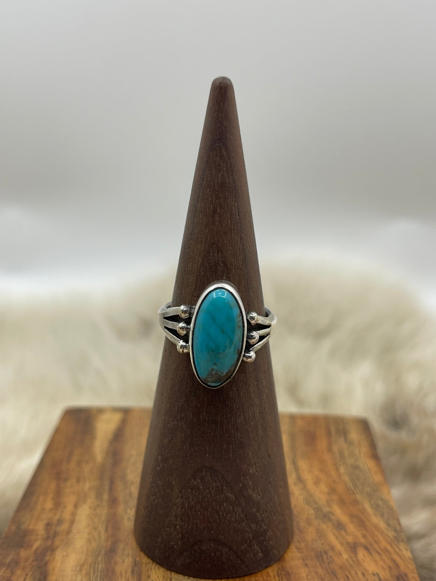 6.0 Oval Turquoise Ring By Jerryson Henio, Navajo