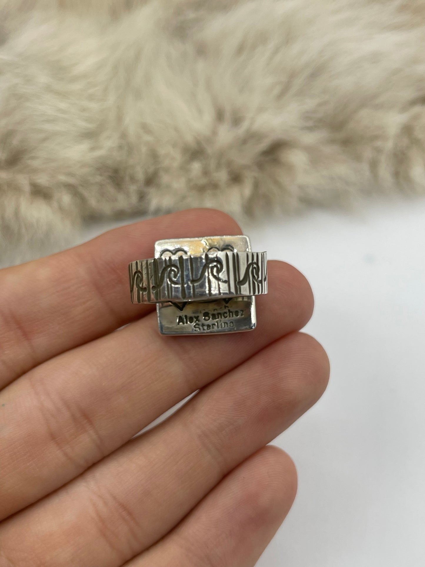 Adjustable 7.0-11.0 Spiral Ring by Alex Sanchez, Navajo