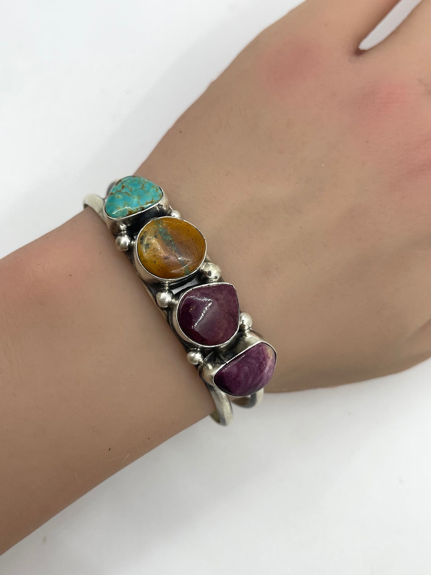 5 1/2"-7" Turquoise and Spiny Oyster Cuff by Augustine Largo, Navajo