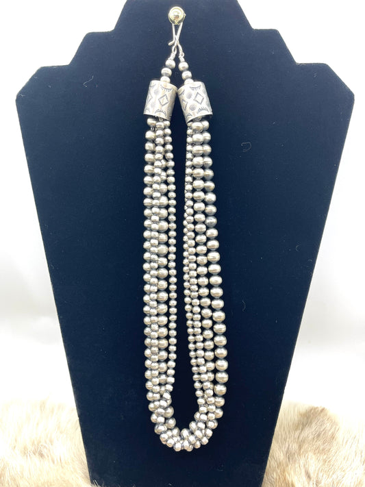 20" 5, 7 & 8mm 4 Strand Handmade Navajo Pearls