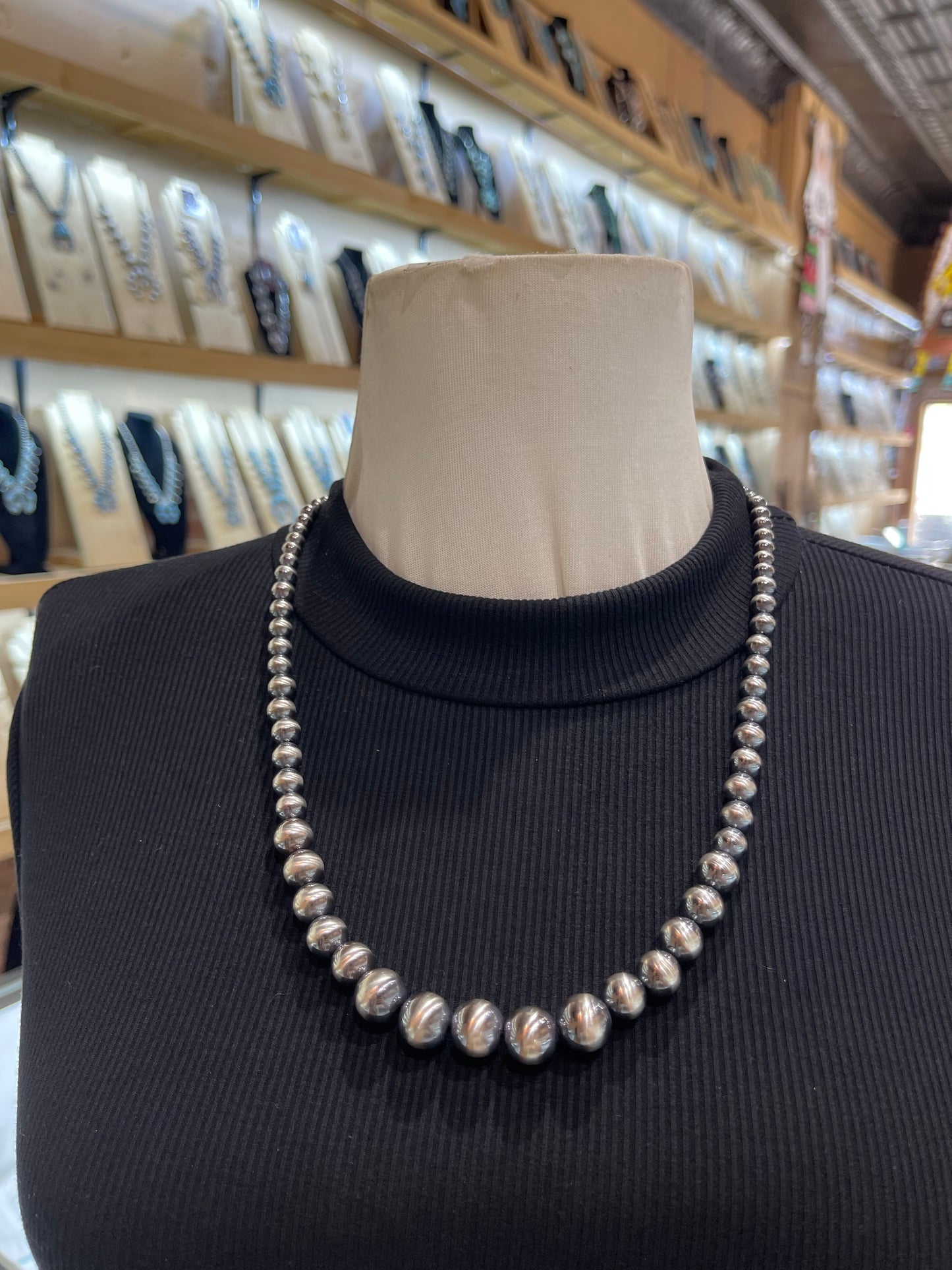 24" 4mm-12mm Graduated Navajo Style Pearls