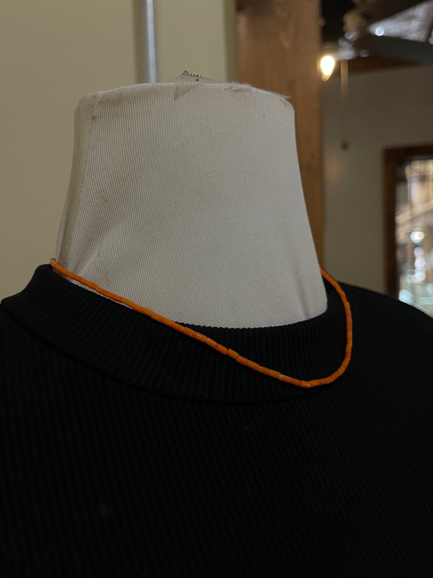 17" Orange Coral Beaded Necklace