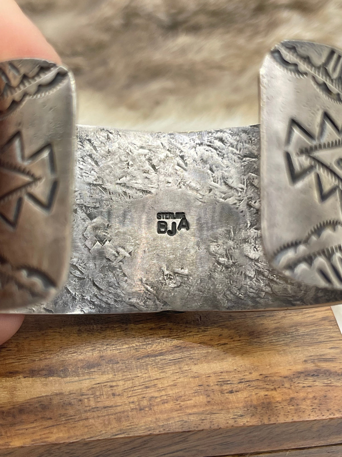 6.75"-7.25" 3 Stone White Buffalo Cuff by Boyd J. Ashley, Navajo