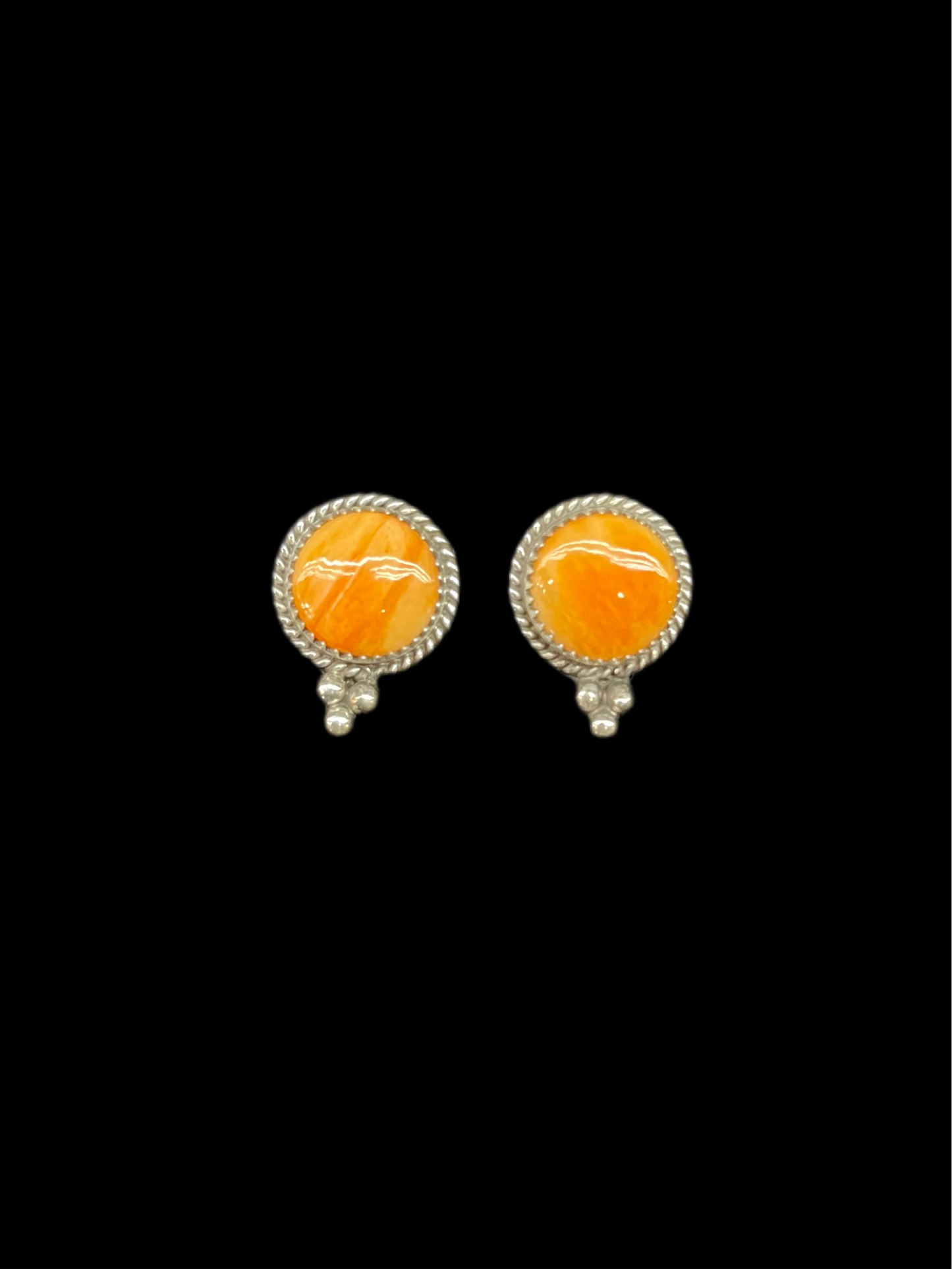 Orange Spiny Oyster Post Earrings by Theresa Smith, Navajo