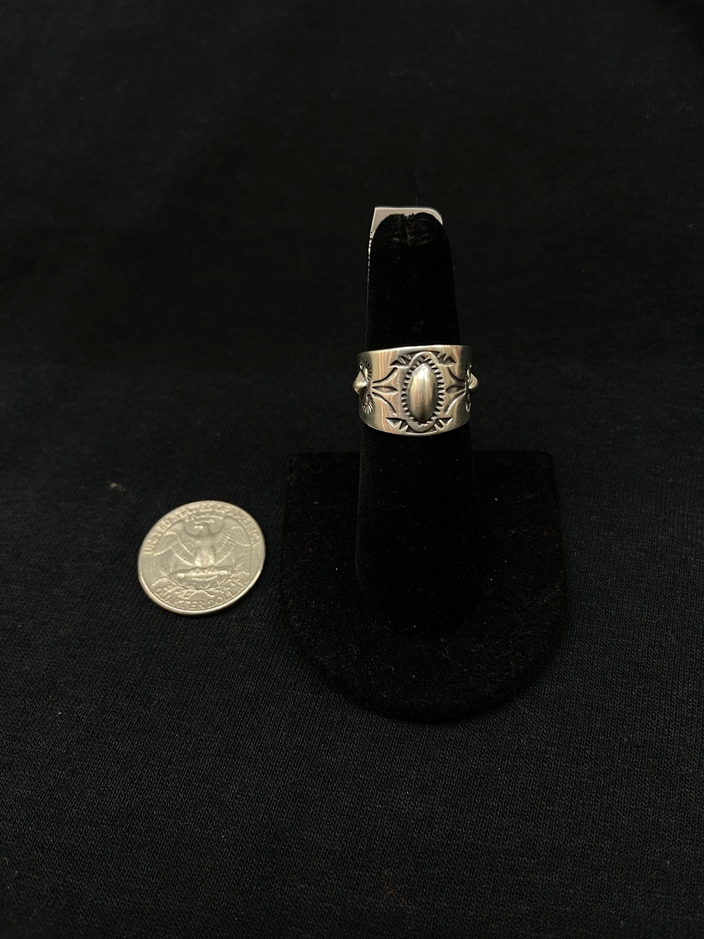 10.0 Sterling Silver Thick Band Ring by Edison Saunders, Navajo