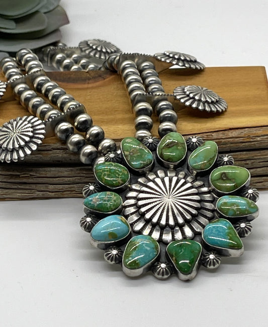 24" Sonoran Gold Turquoise Necklace by Tom Lewis, Navajo