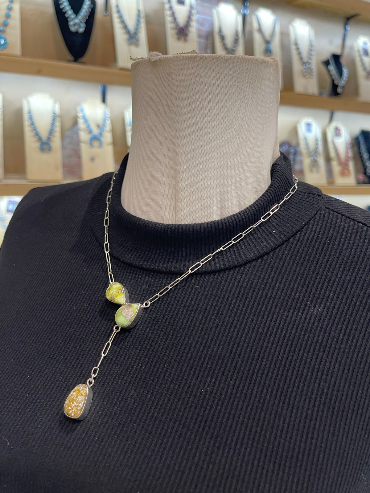 18" 3 Stone Palomino Turquoise Necklace