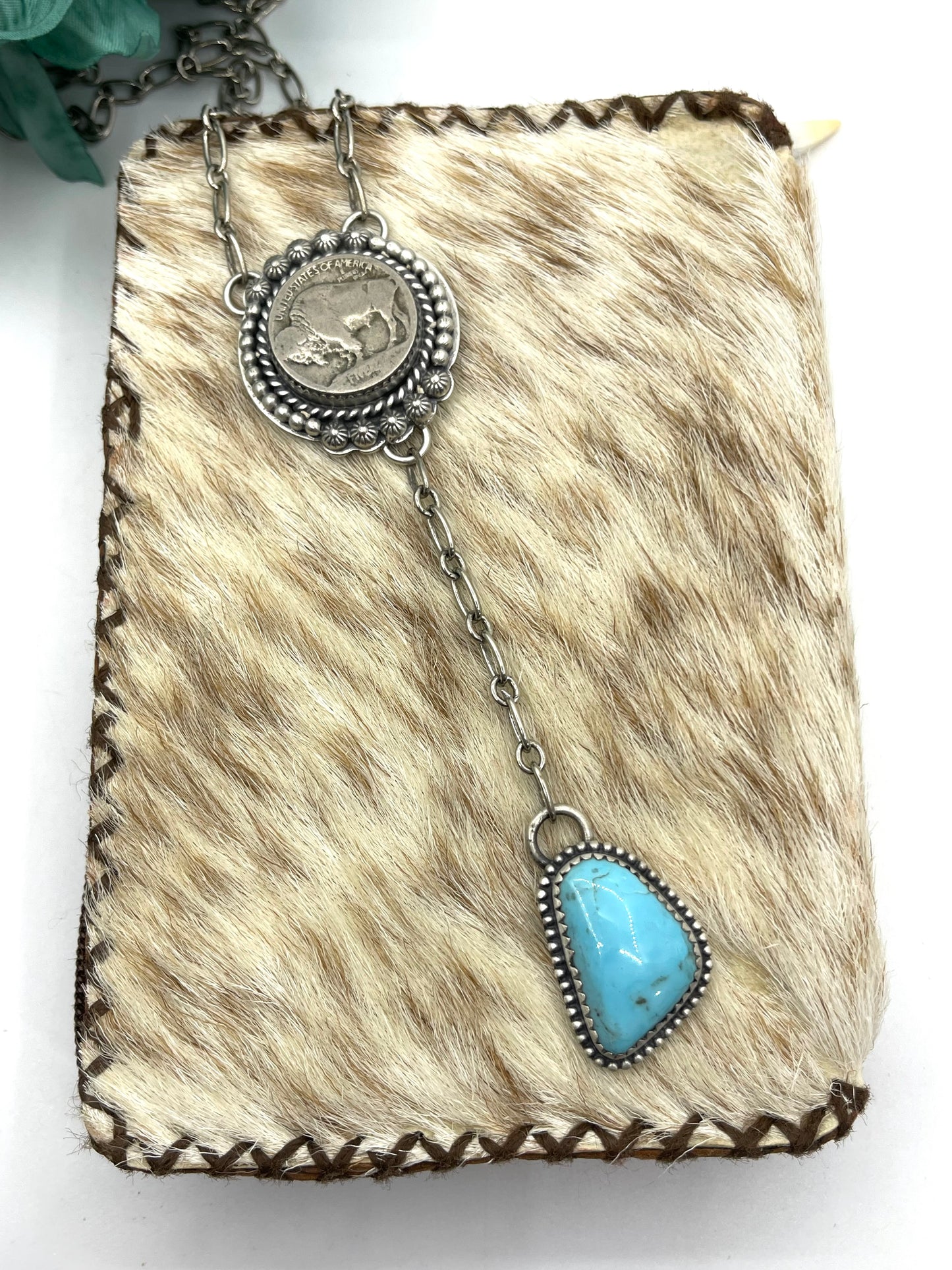 18" Buffalo Nickel Lariat by Gilbert Nez, Navajo