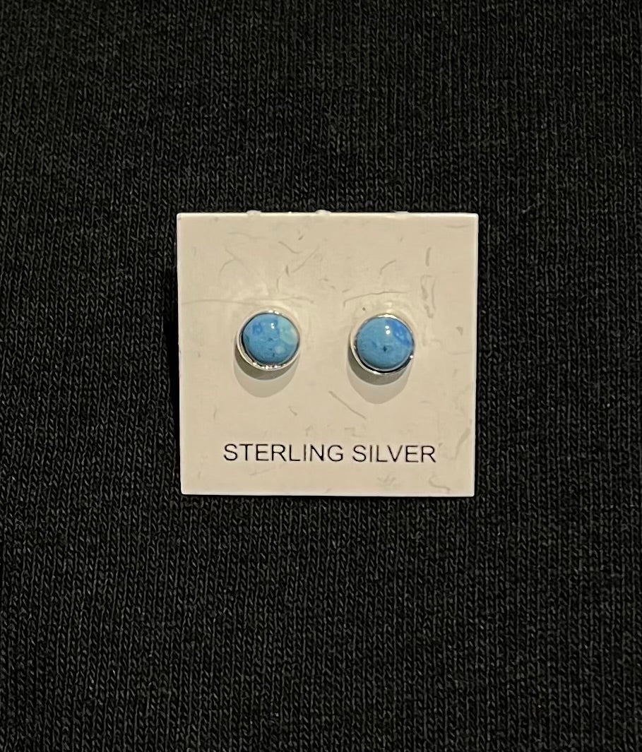 Lapis Denim Small Circle Post Earrings