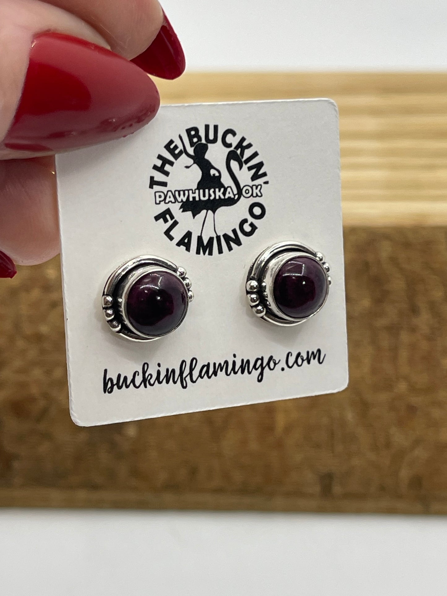 Purple Spiny Oyster Center Post Earrings
