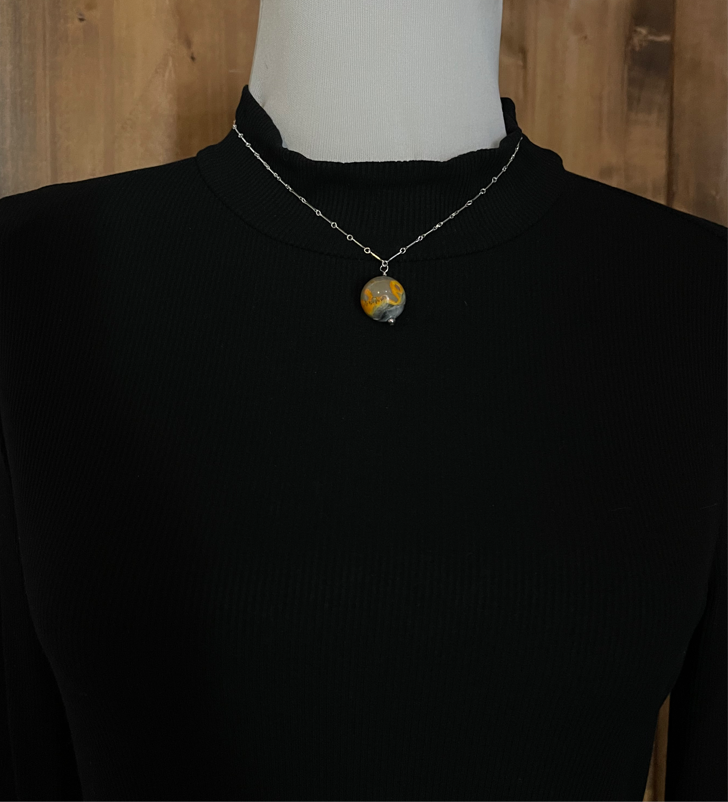 16" Necklace with 18mm Bumblebee Jasper Drop