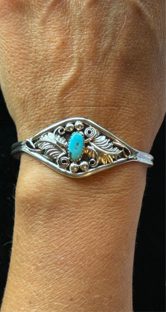 Turquoise Cuff by Harry B. Yazzie, Navajo