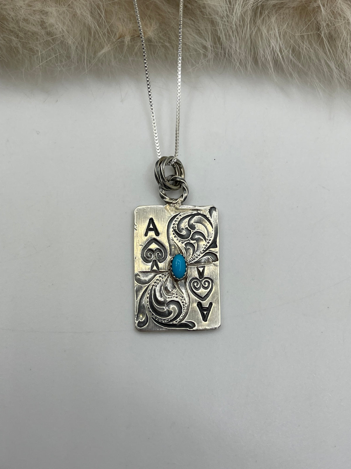 18" Ace of Spades Playing Card Necklace by Mike Smith, Navajo