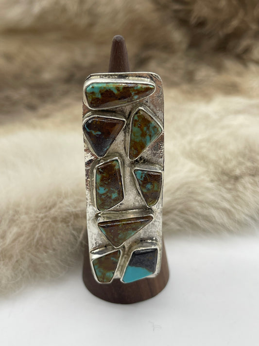8 Stone #8 Turquoise Adjustable 6.0-9.0 Ring by Jude Candelaria, Zuni