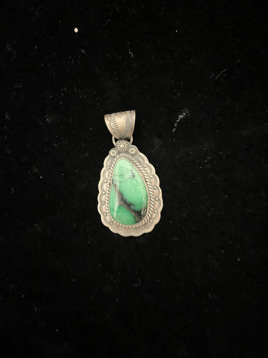 Emerald Rose Turquoise Pendant with a 7.8mm Bale by Gilbert Platero, Navajo