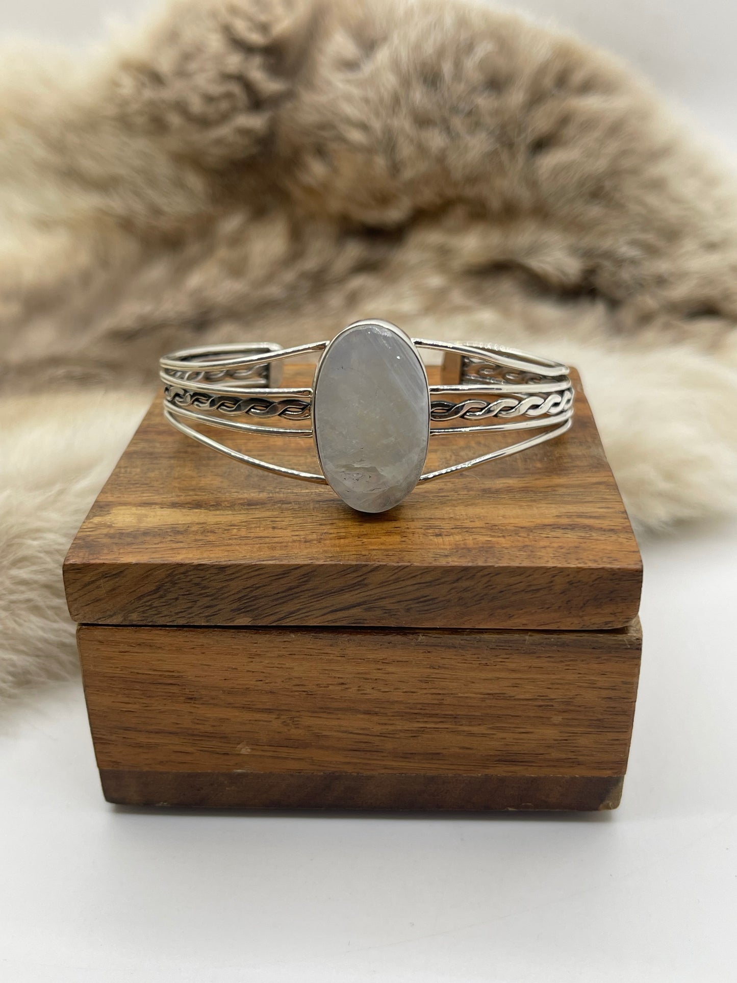 5.5”-7” Moonstone Cuff by Joelias Draper, Navajo