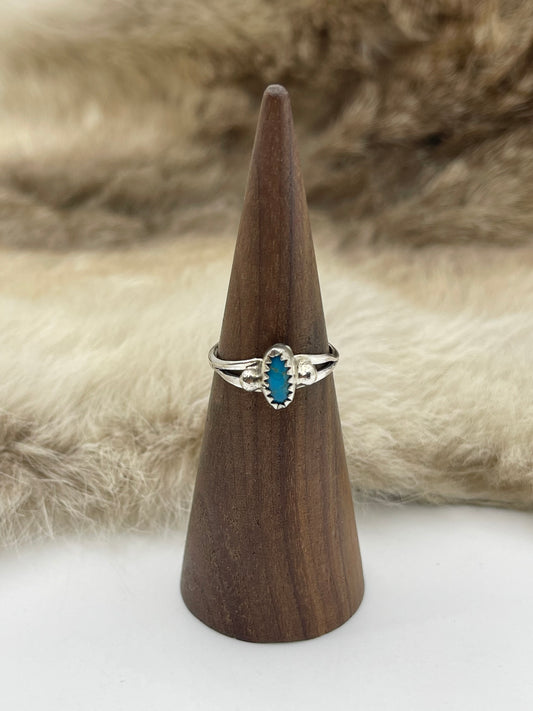 7.0 Dainty Turquoise Ring by Robinson Martinez, Navajo