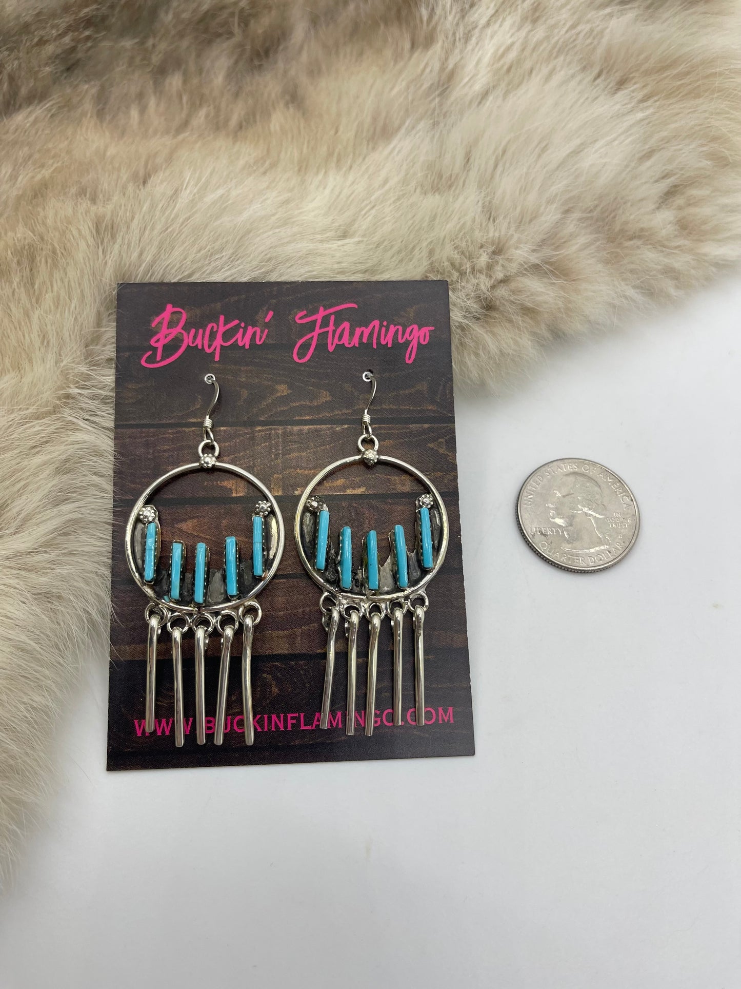 Circle Dangle Earrings With Fringe By Kathryn Qualo, Zuni