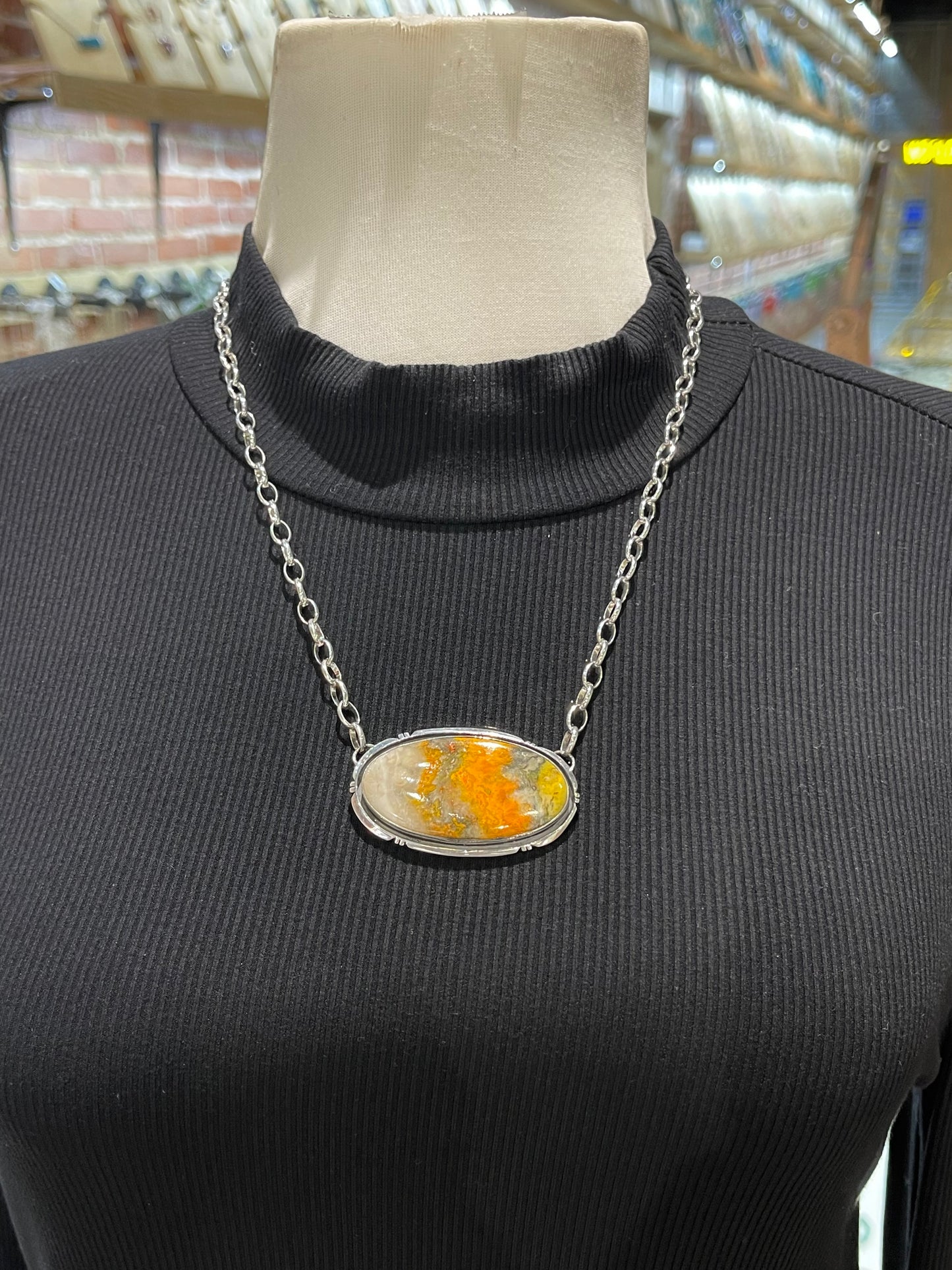 20" Bumblebee Jasper Oval Necklace