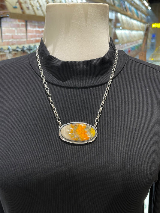 20" Bumblebee Jasper Oval Necklace