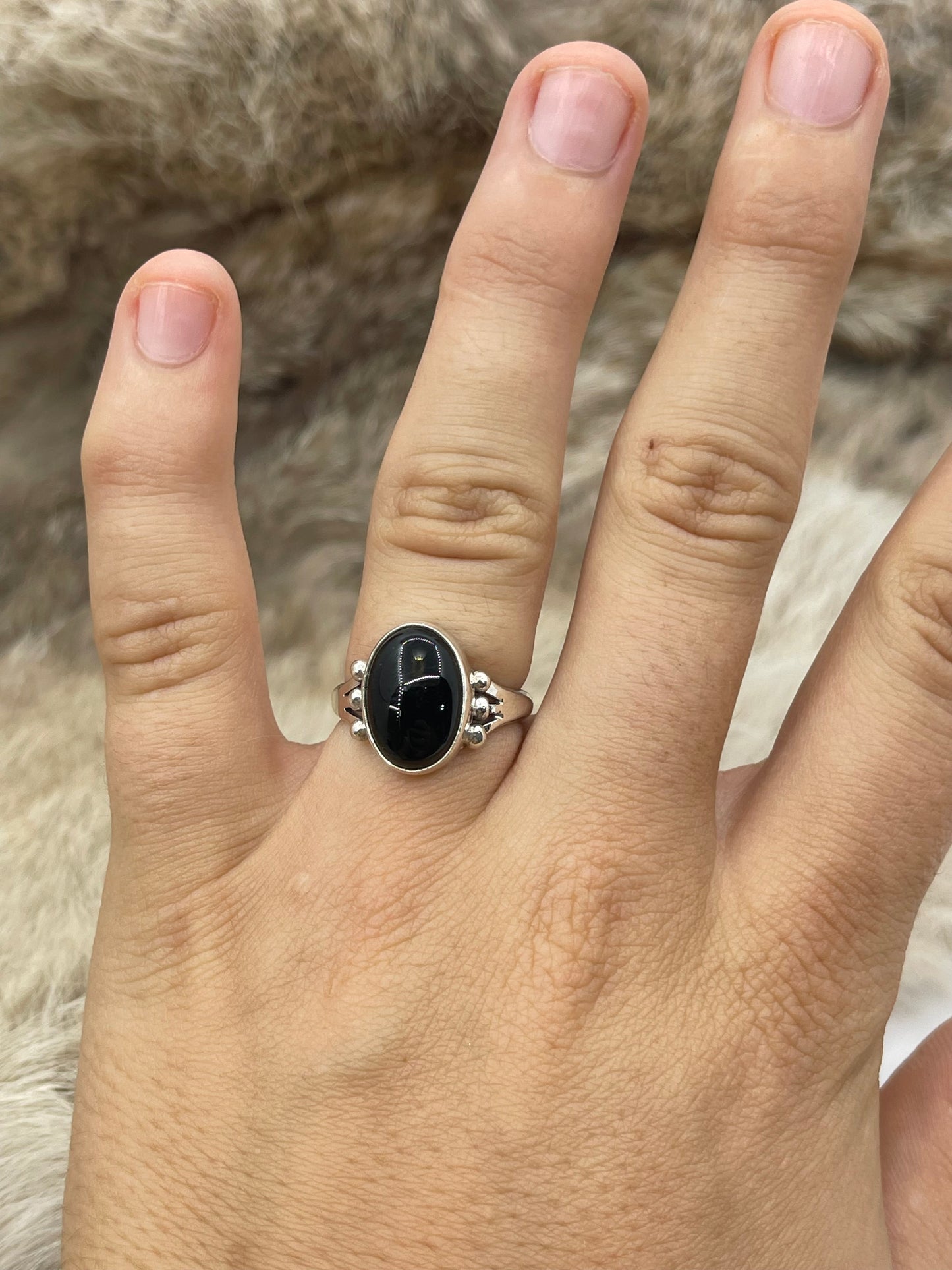 6.0 Black Onyx Ring by Jerryson Henio, Navajo