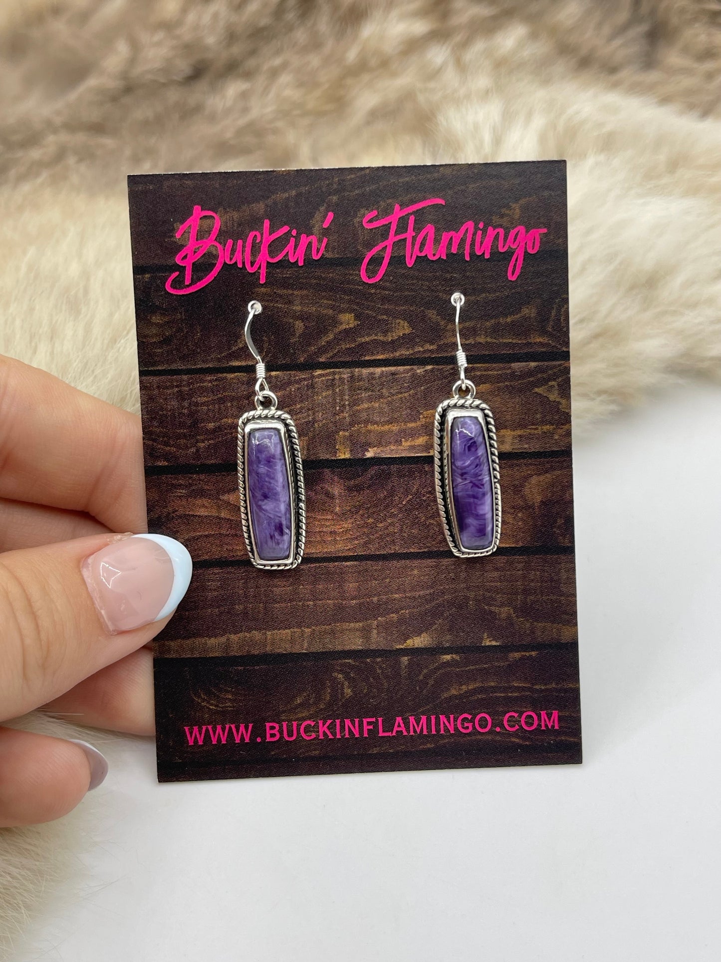 CHAROITE DANGLE EARRINGS BY TOM DINESTO, NAVAJO