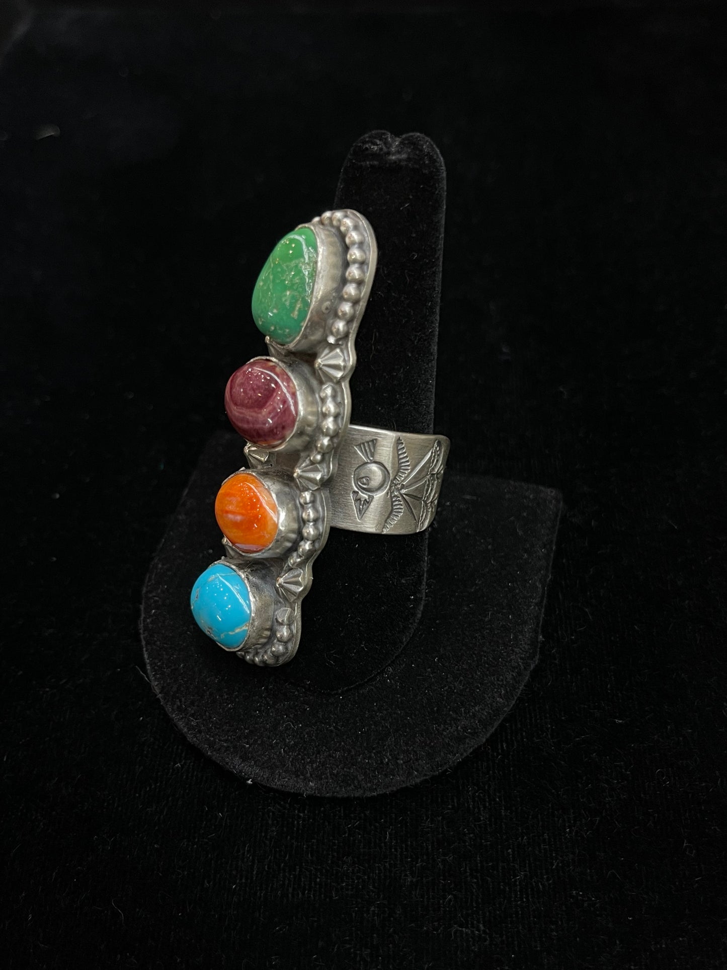 10.5 Multi 4 Stone Ring by Boyd J. Ashley, Navajo