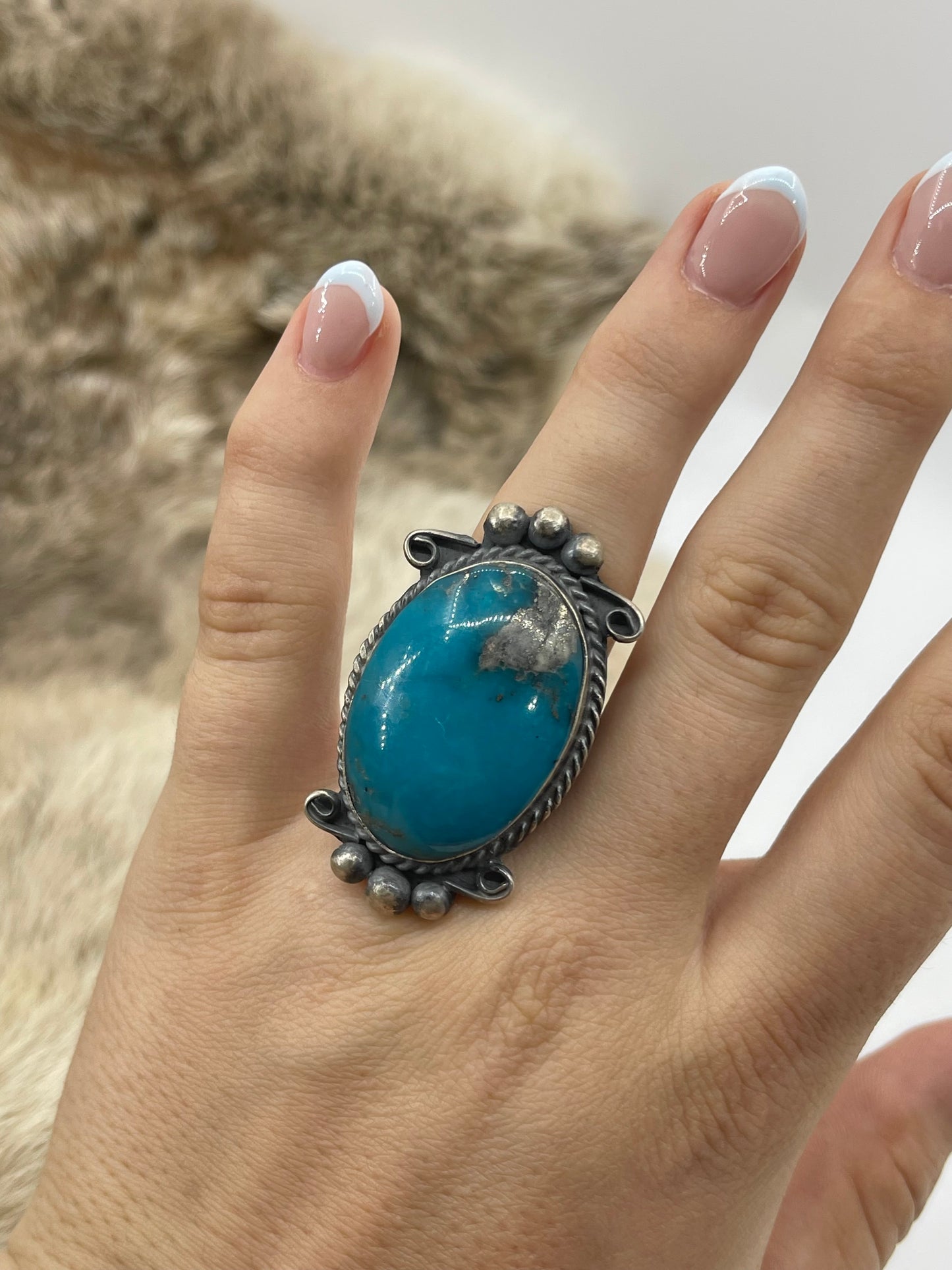 9.5 Persian Turquoise Ring by Boyd Ashley, Navajo