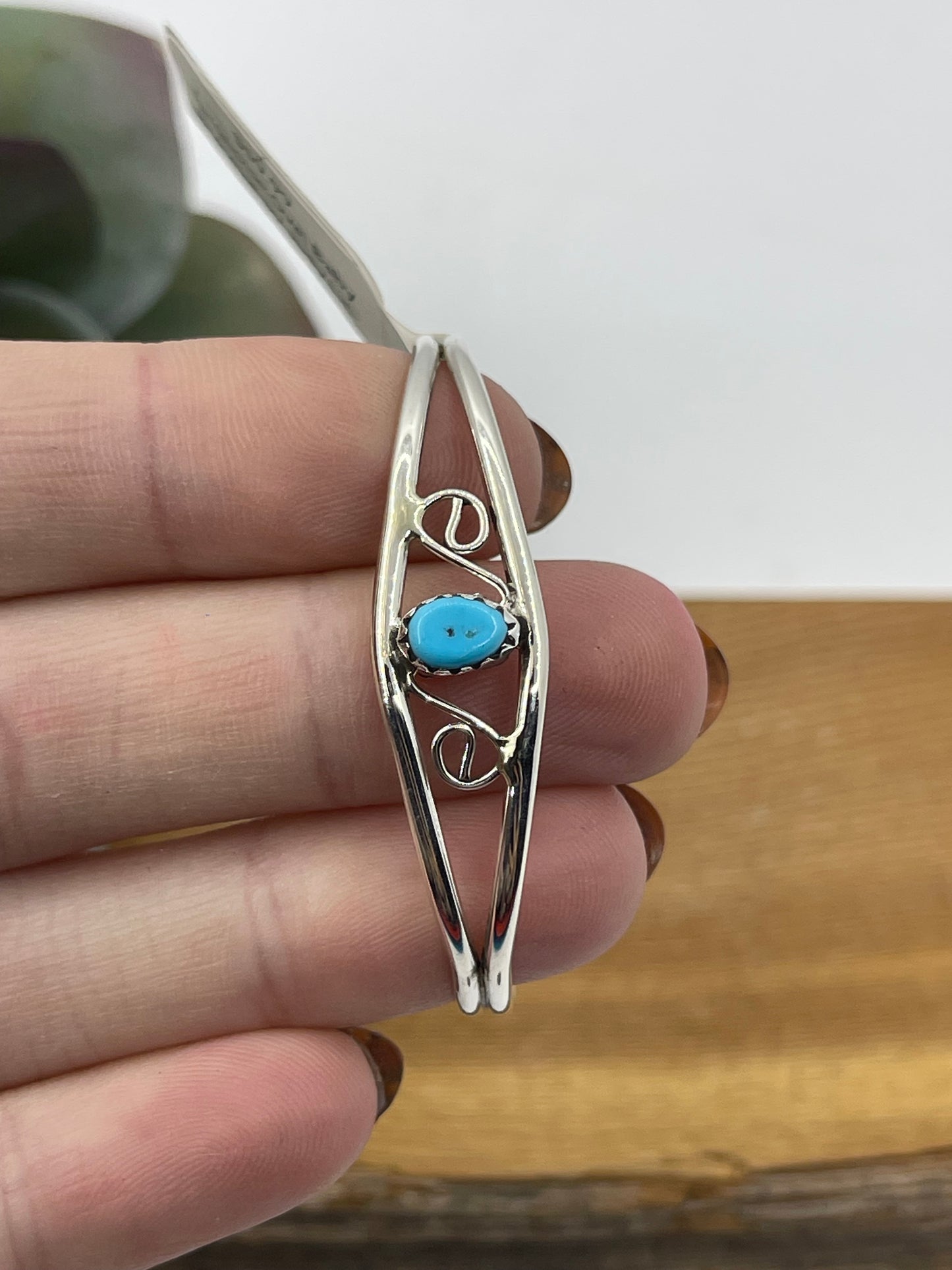 Turquoise Oval Baby Bracelet by Judy Lincoln, Navajo