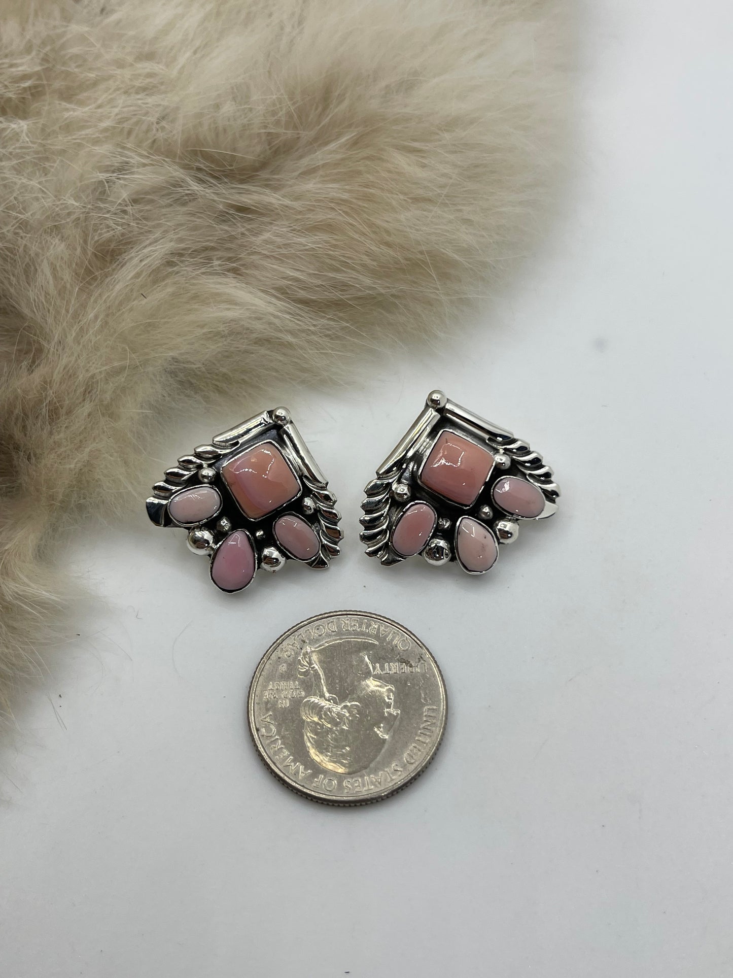 Pink Conch Shell “Spade” Post Earrings