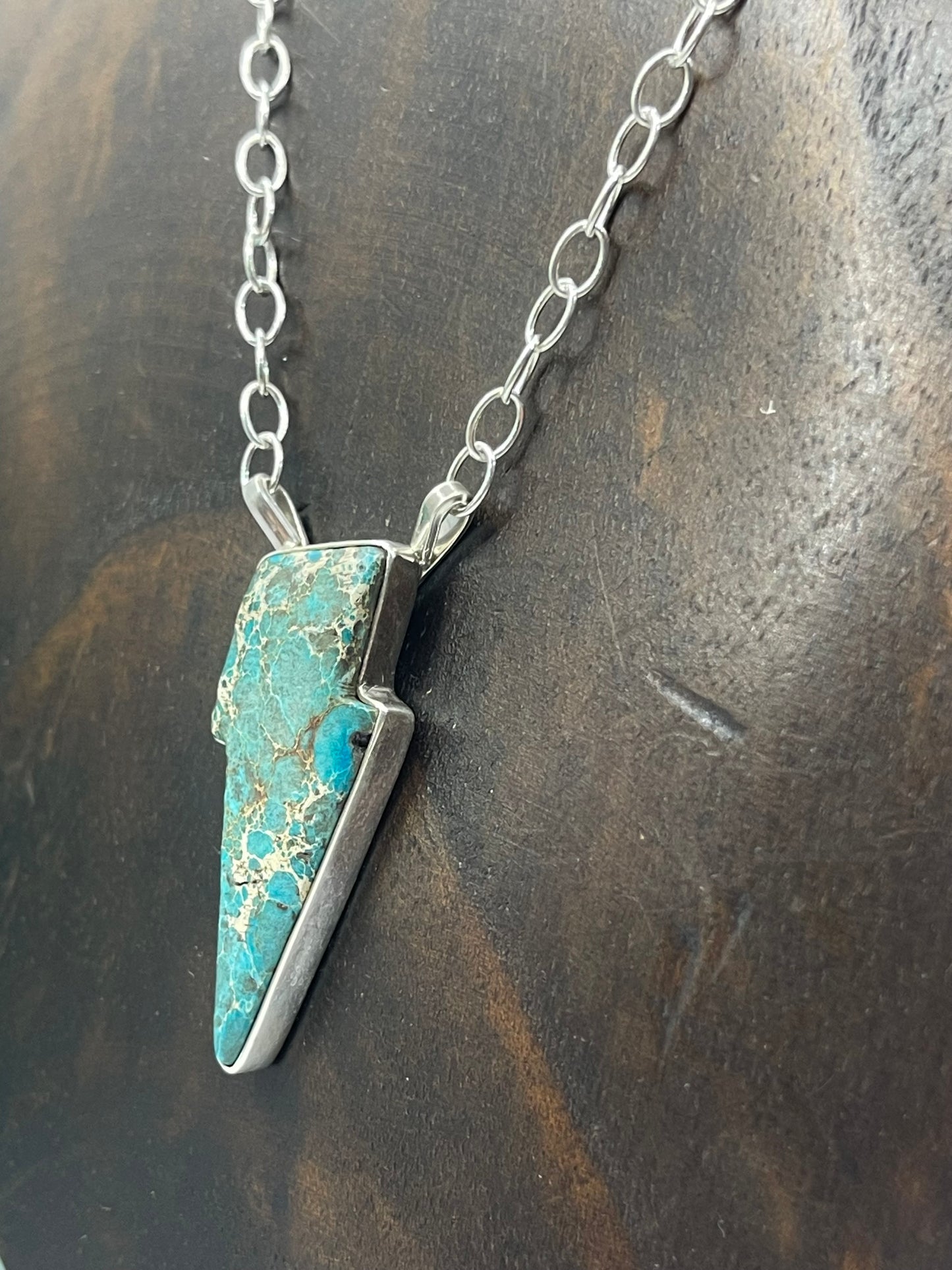 16" Turquoise Lightning Bolt Necklace