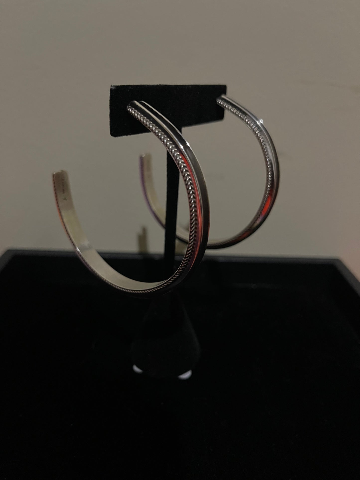 Large Sterling Silver Hoop Post Earrings by Yazzi, Navajo