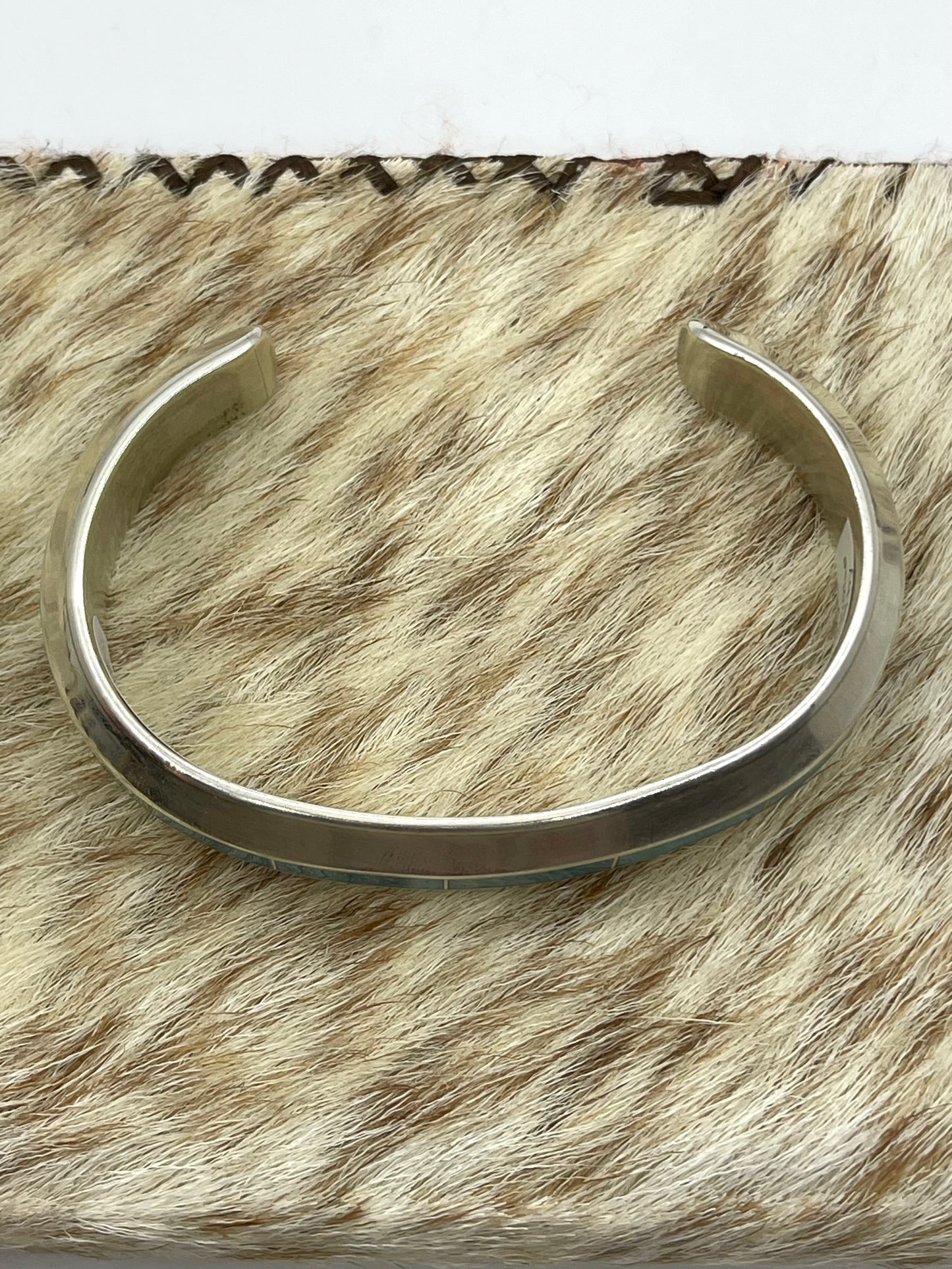 7 1/4" Turquoise Inlay Cuff by Lawrence Loretto, Zuni