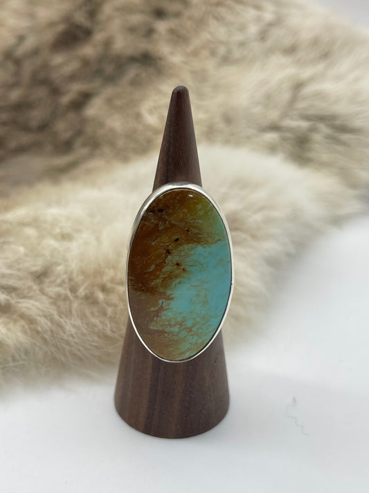 6.5 Kingman Turquoise Ring by Lawrence Willie, Navajo