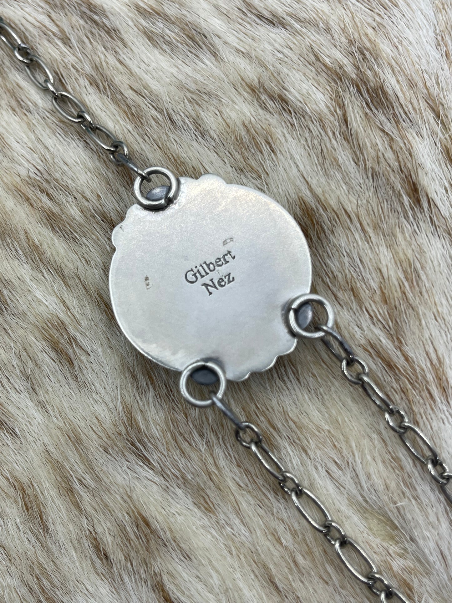 18" Buffalo Nickel Lariat by Gilbert Nez, Navajo
