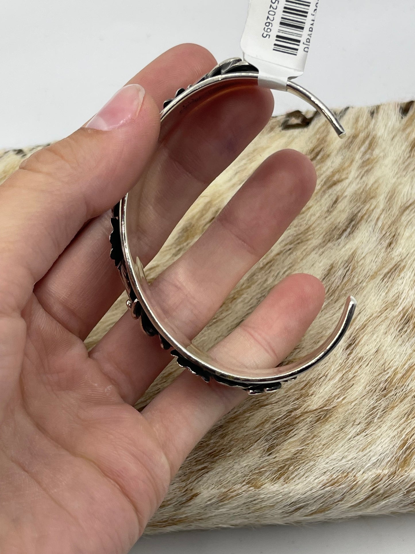 5 3/4"-7" Sterling Silver Floral Cuff by Bessie Joe, Navajo