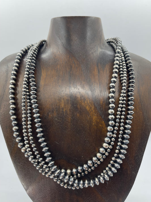 20"+3"  4mm-6mm 4 Strand Navajo Pearl and Saucer Necklace