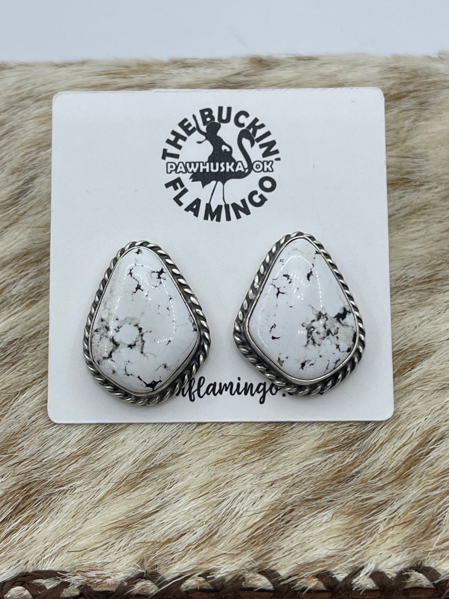 White Buffalo Earrings by Elouise Kee Navajo