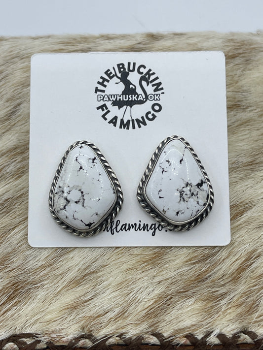White Buffalo Earrings by Elouise Kee Navajo