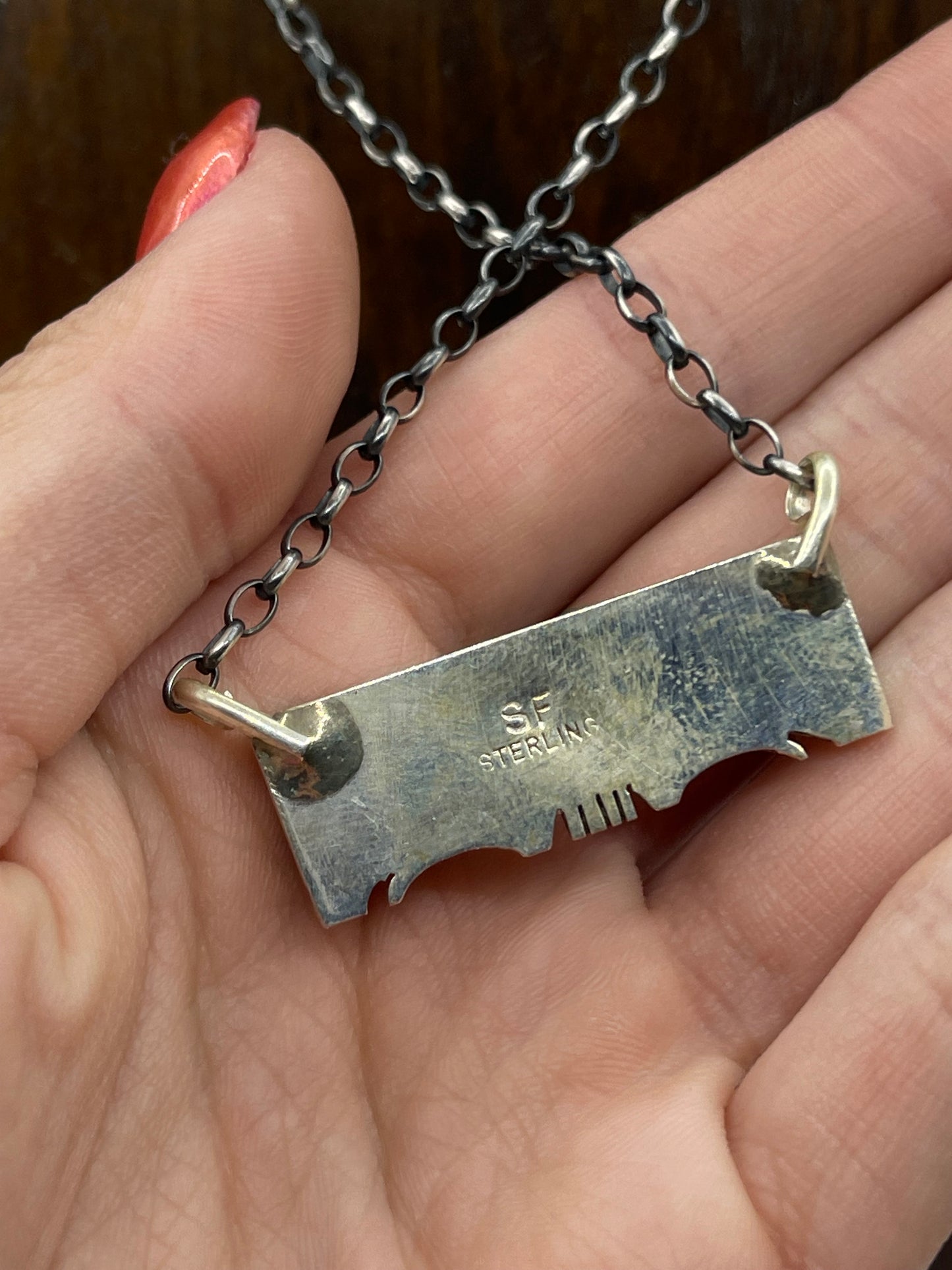 16" Kingman Turquoise Bar Necklace by Steve Francisco, Navajo