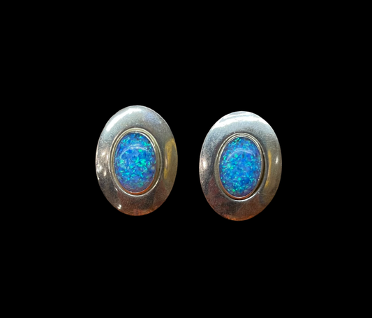 Blue Opal Post Earrings