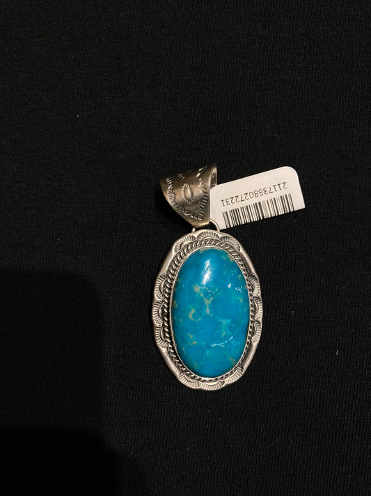 Turquoise Oval Pendant with a 10mm Bale by John Nelson, Navajo