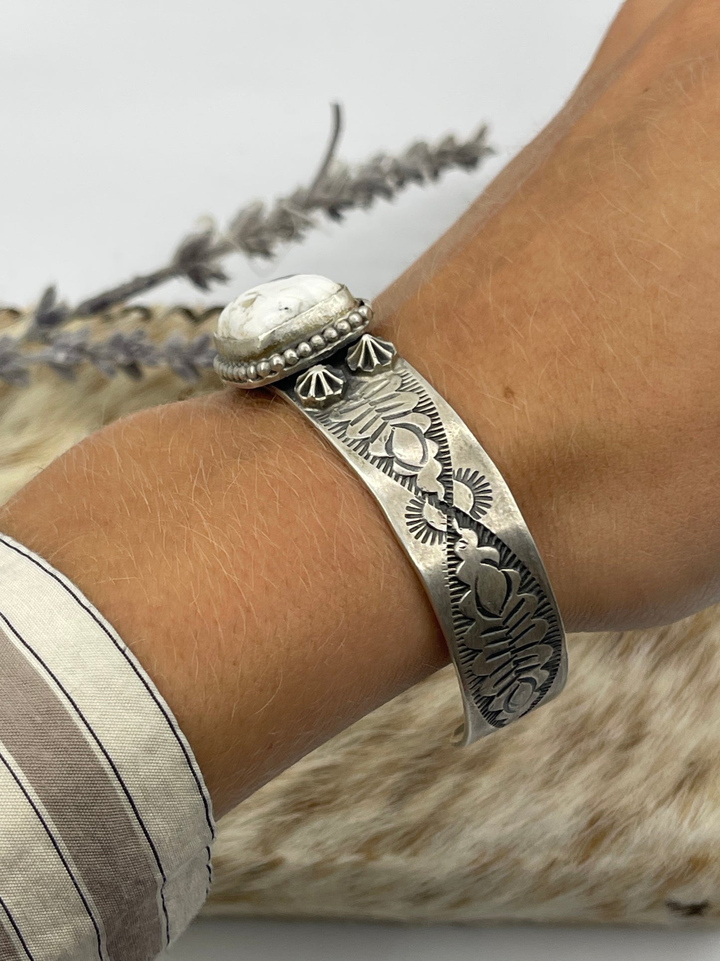 6"-7 1/2" White Buffalo Cuff by Boyd Ashley, Navajo