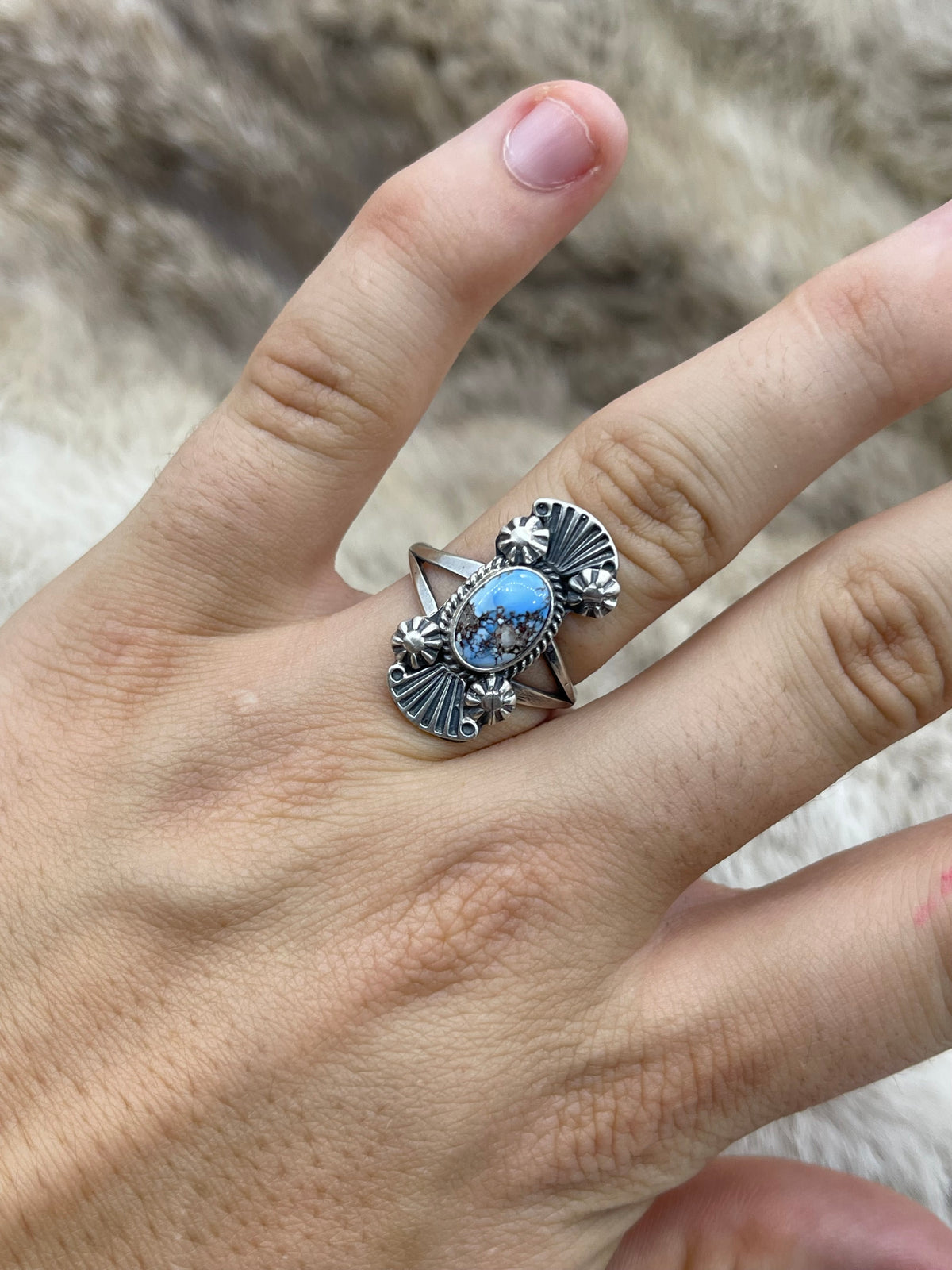 7.0 Golden Hills Ring by Harris Largo, Navajo