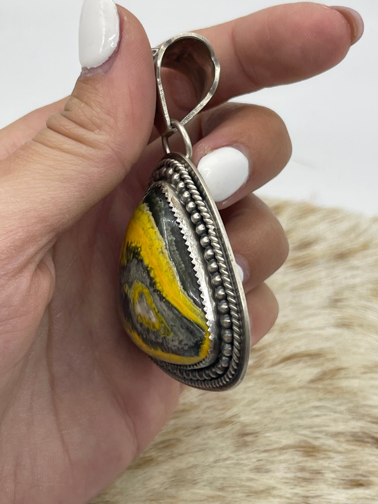 Bumblebee Jasper Pendant by Kevin Billah, Navajo