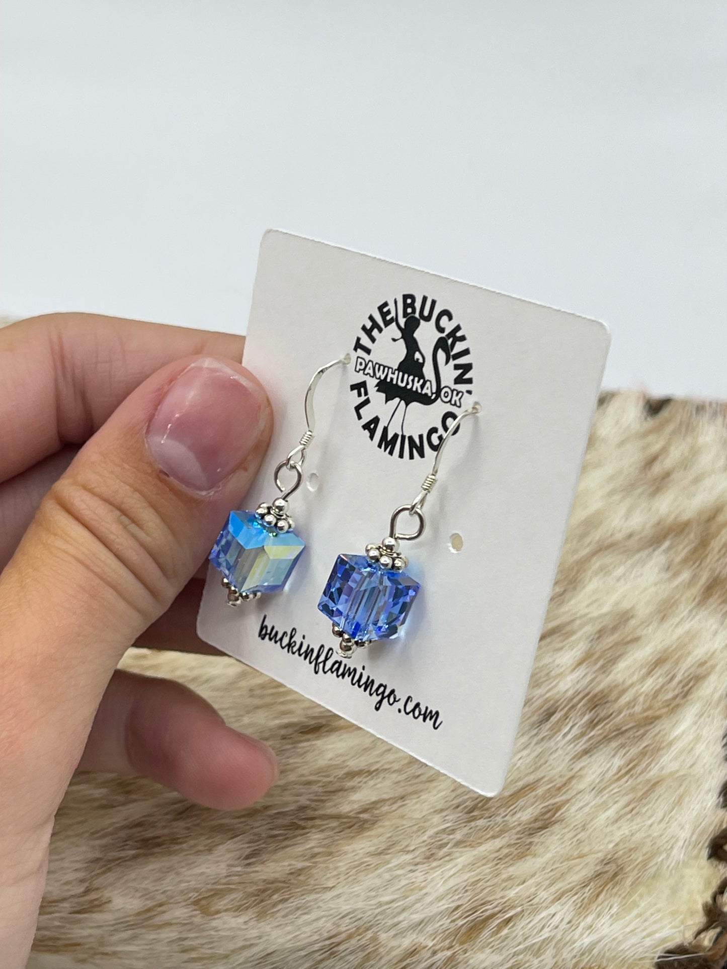 Blue Swarovski Crystal Dangle Earrings