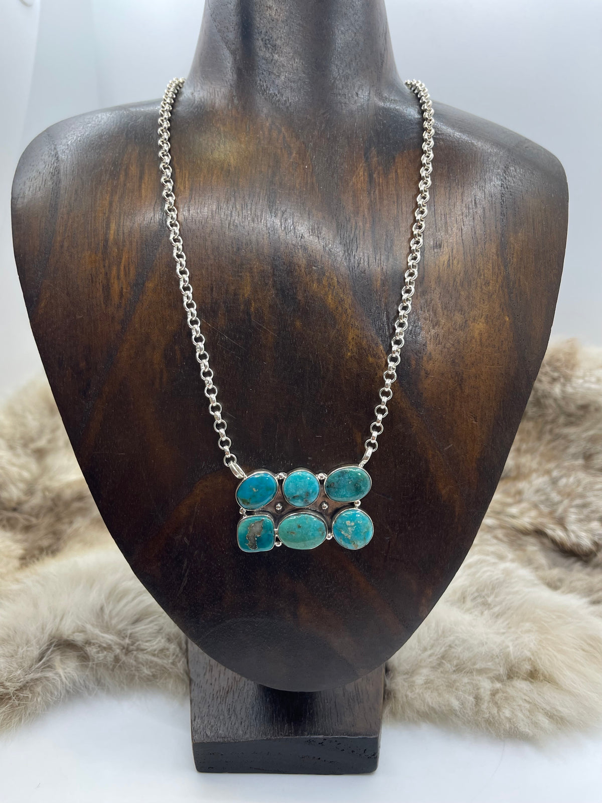 17" 6 Stone Kingman Turquoise Necklace